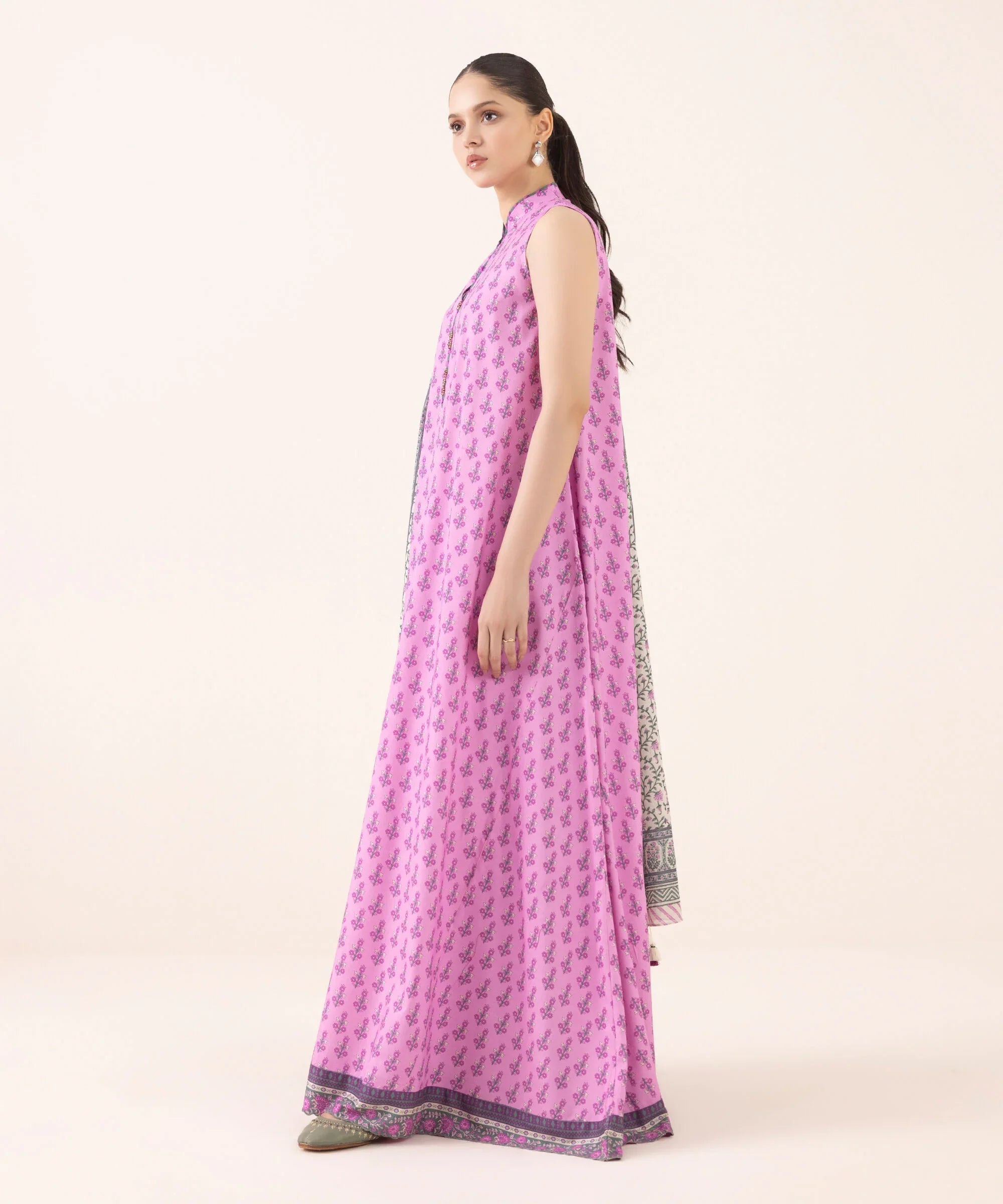 3 Piece - Printed Light Linen Suit