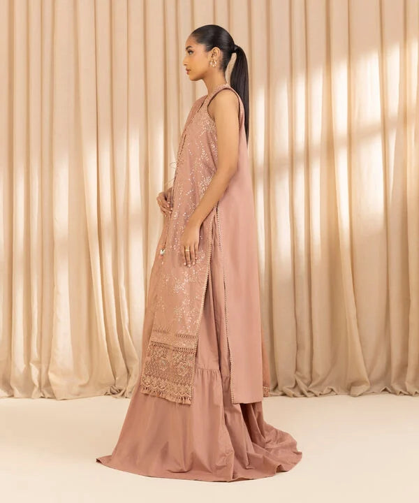 3 Piece - Embroidered Cotton Suit