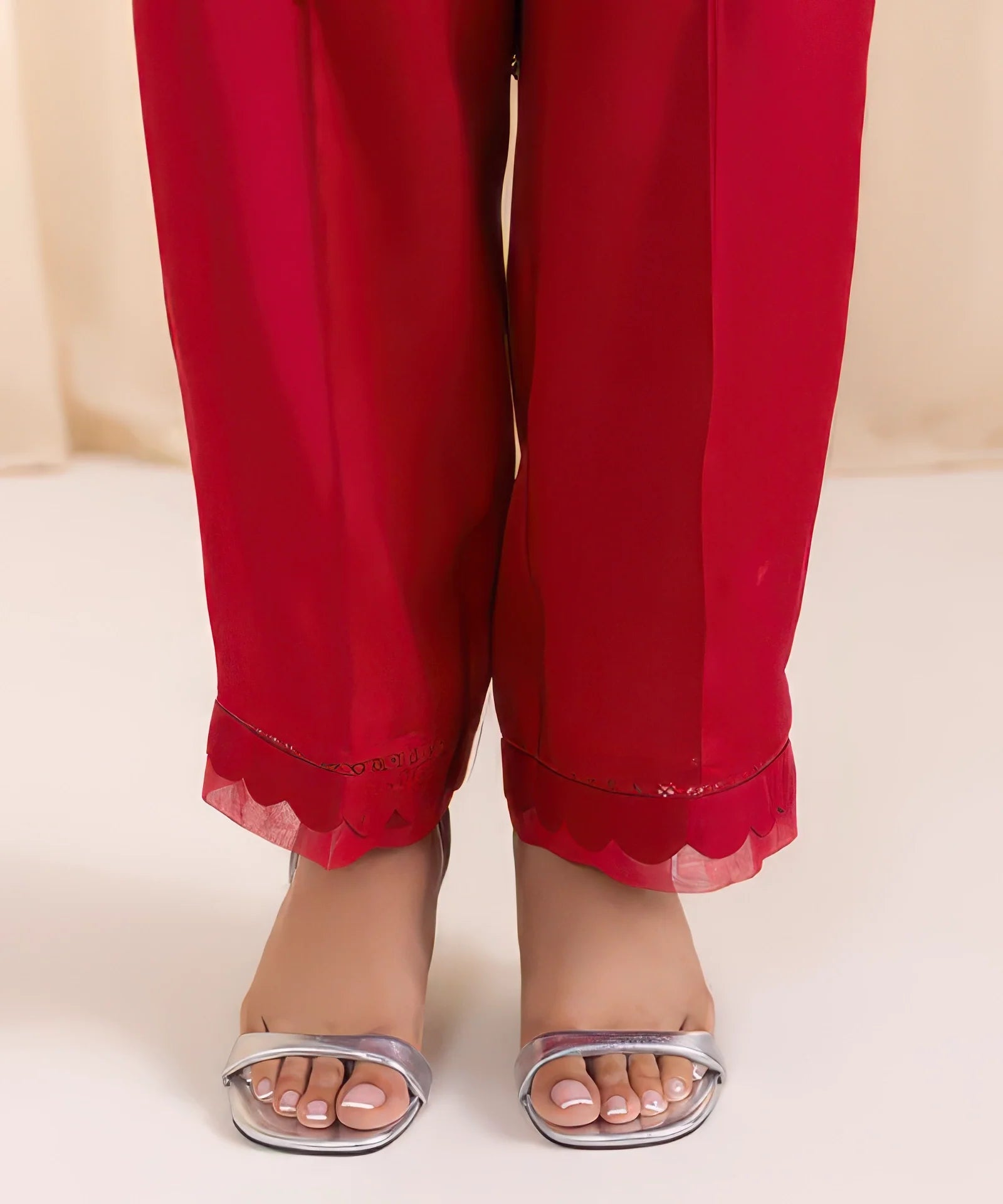 3 Piece - Embroidered Raw Silk Suit