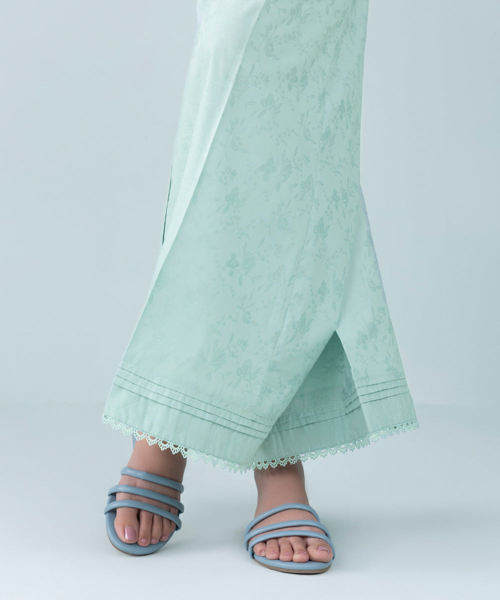 Cotton Jacquard Flared Pants