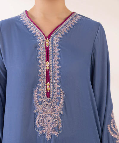 2 Piece - Embroidered Velvet Suit