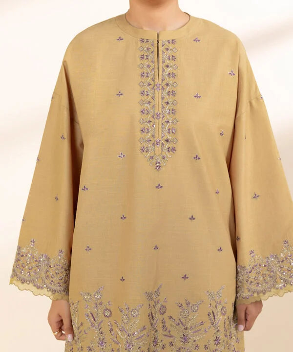 3 Piece - Embroidered Crosshatch Suit