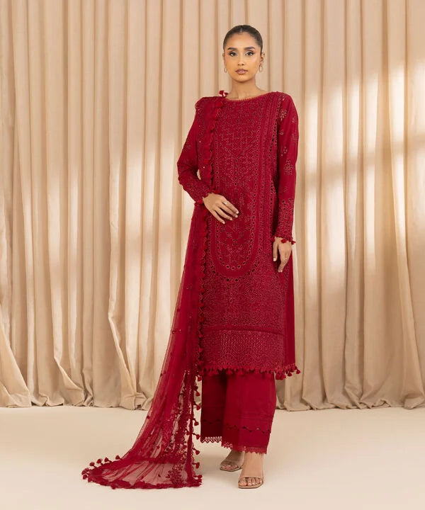 3 Piece - Embroidered Dobby Suit