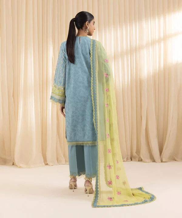 3 Piece - Embroidered Dobby Suit