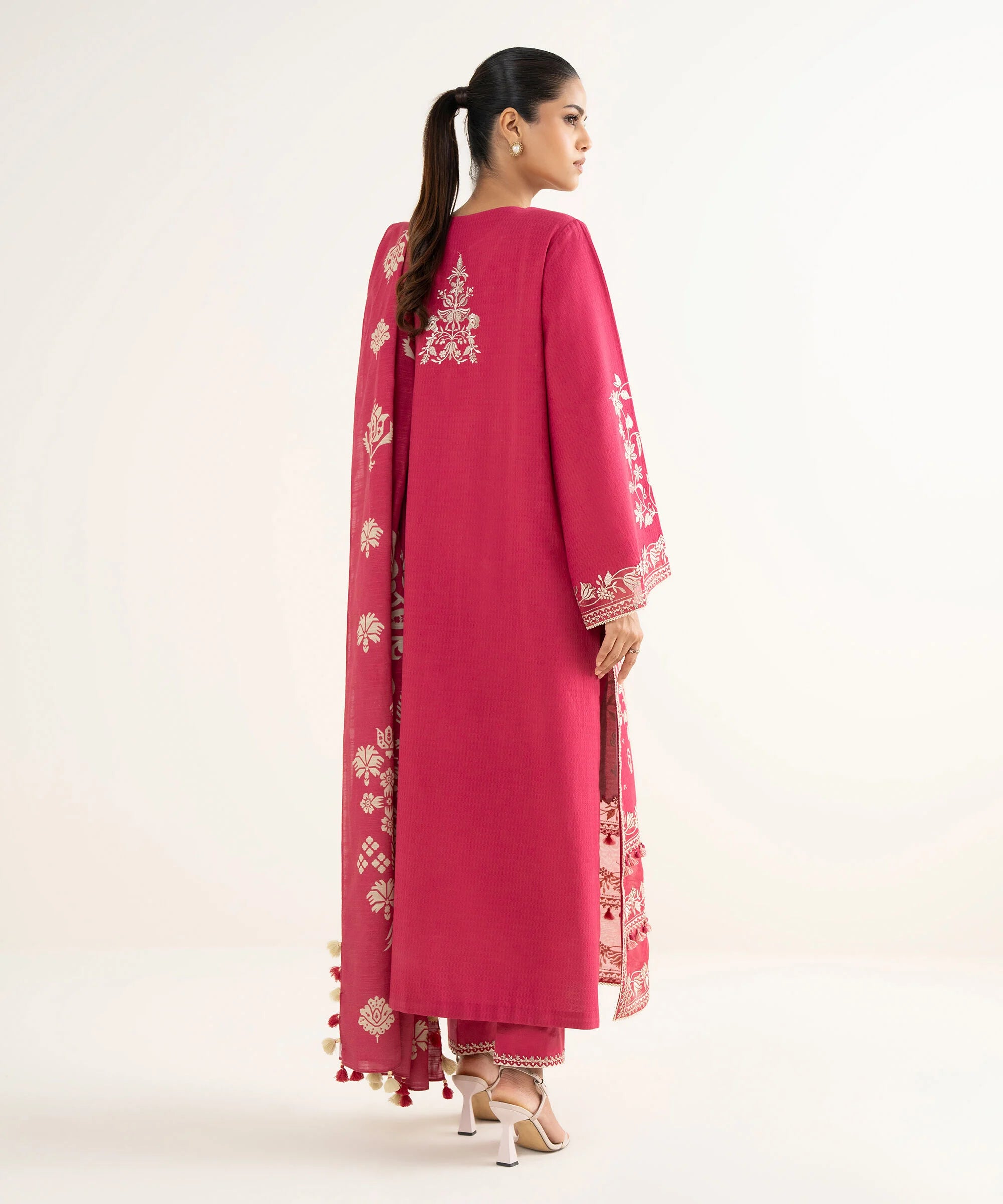 3 Piece - Embroidered Dobby Suit