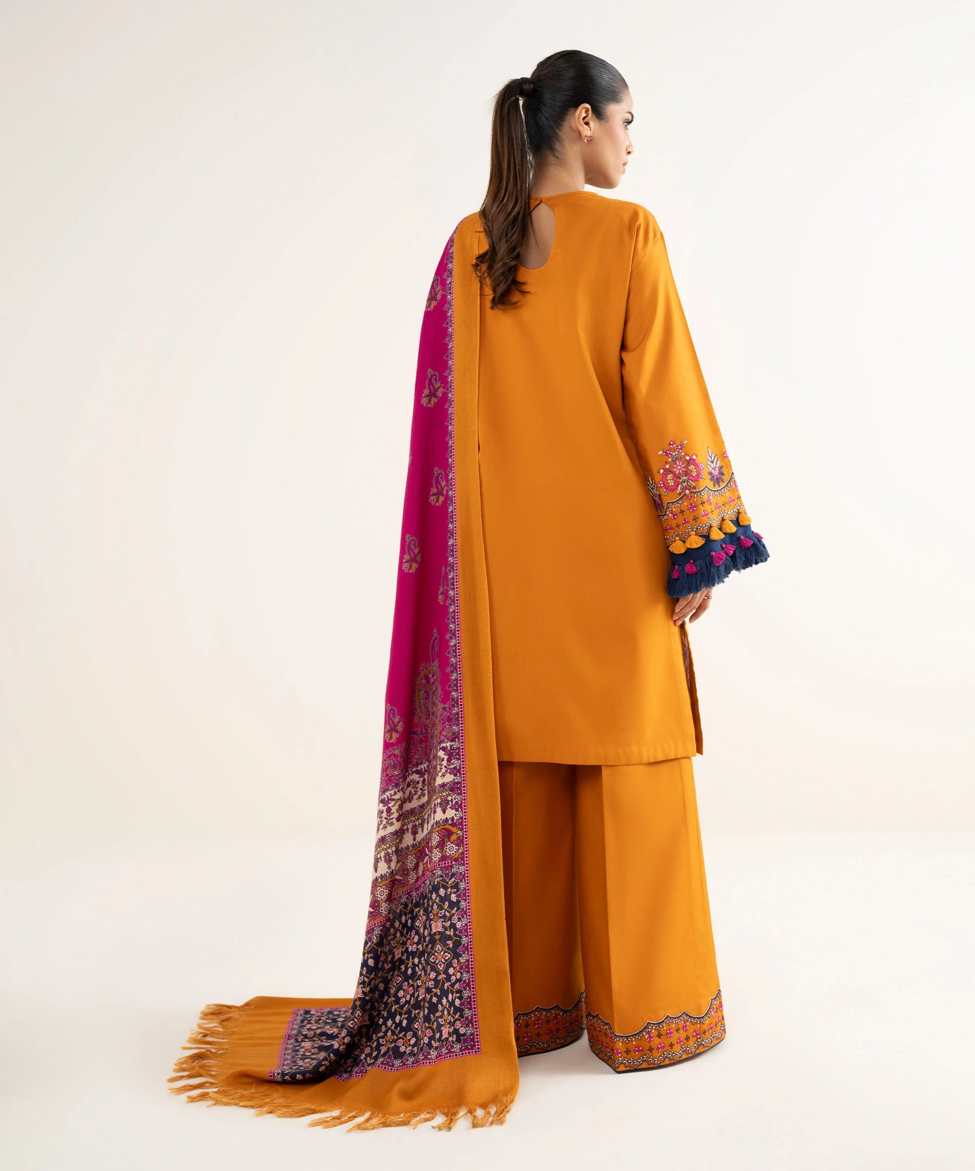 3 Piece - Embroidered Twill Suit